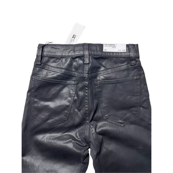 Joe's Jeans The Charlie Women's High Rise Skinny Ankle Coated Jeans In Black Siz - Picture 3 of 7